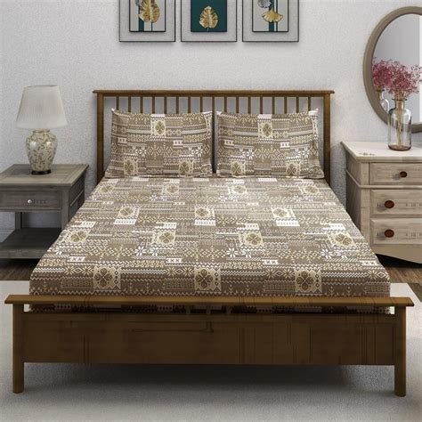 Buy SWAYAM Ananda Cotton 210TC Printed 3Pcs Queen Bedsheet Set from ...