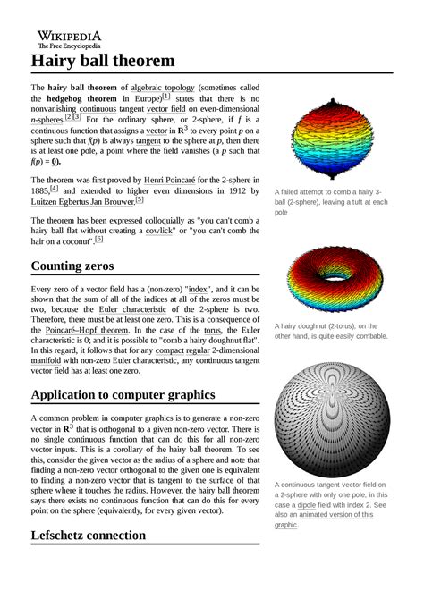 Hairy ball theorem - Topología - A failed attempt to comb a hairy 3 ...