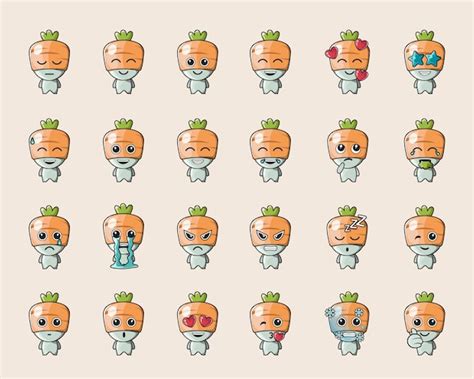 Émoticône de légume carotte orange mignon, pour logo, émoticône ...