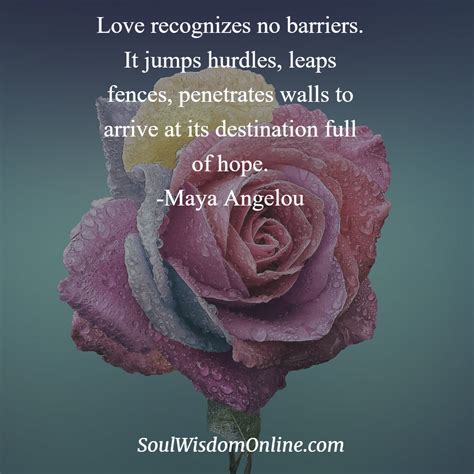 Love recognizes no barriers. It jumps hurdles, leaps fences, penetrates ...
