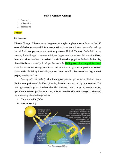 Unit 5 Climate Change - Notes - Unit V Climate Change Concept ...