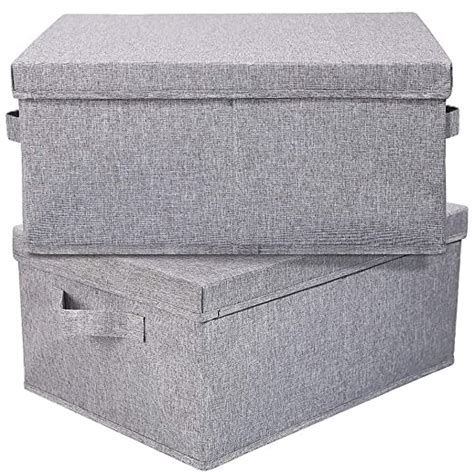 HOONEX Foldable Storage Bins with lid, 2 Pack, Storage Boxes with Carry ...