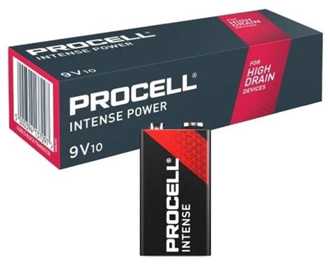 10бр. Duracell Procell Intense Power 6LR61/9V Батерии – Висока Мощност ...