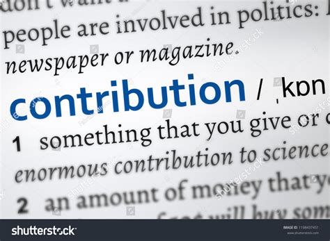 Dictionary Definition Word Contribution Focus On Stock Illustration ...