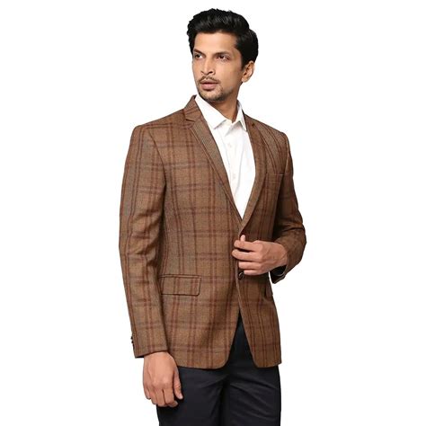 Men Brown Regular Fit Checks Wool Blend Jackets – MyRaymond