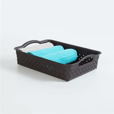 Home Centre Wilton Stitch Brown Basket Weave Polypropylene Storage Bin ...