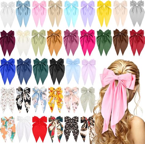 Amazon.com : Hoteam 16 Pcs Silky Satin Hair Bows Bulk for Women Large ...