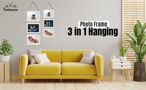 Indianara 3 in 1 Hanging Photo Frame with Plexiglass - Three slots for ...