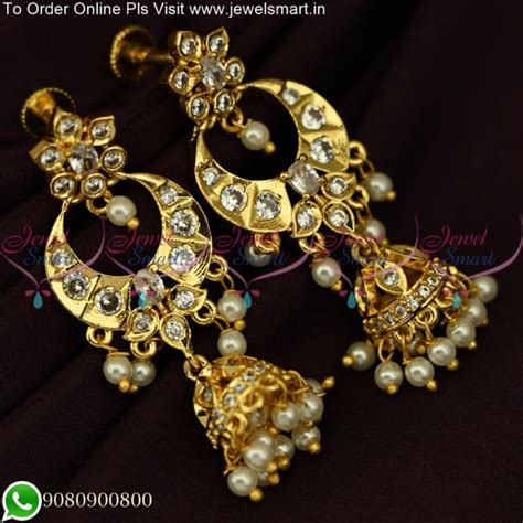 Traditional Chandbali Earrings WIth Jhumka Gold Plated South screw ER25486