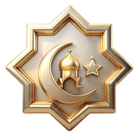 Golden Islamic Crescent And Star Emblem, Islamic Emblems, Star ...