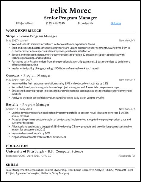 Image result for Program Manager Resume Examples