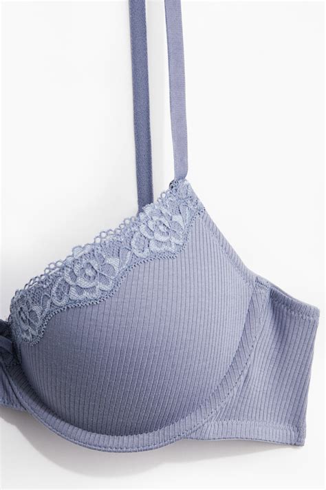 Soutien-gorge à demi-bonnets en coton - Bleu ancien - FEMME | H&M FR