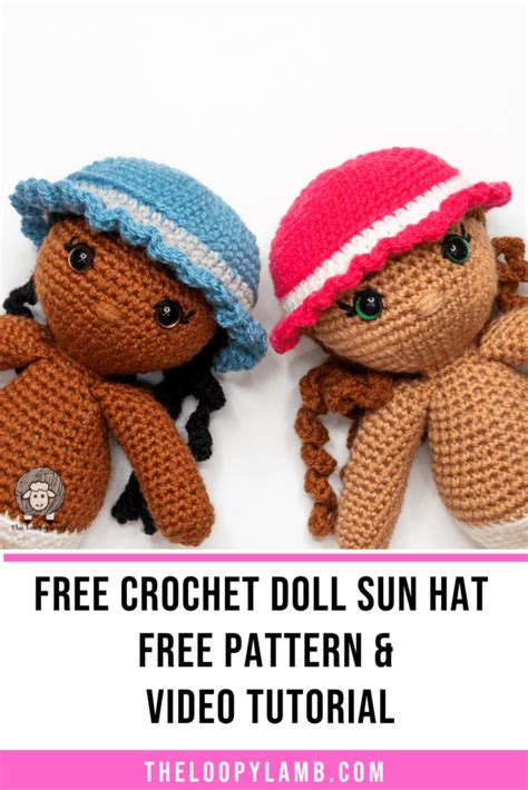 Doll Crochet Straw Hat Pattern Tutorial 的图像结果