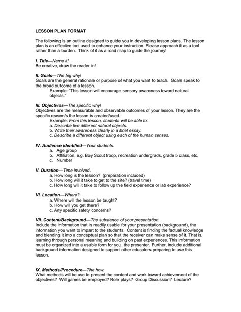 Image result for Lesson Outline Example