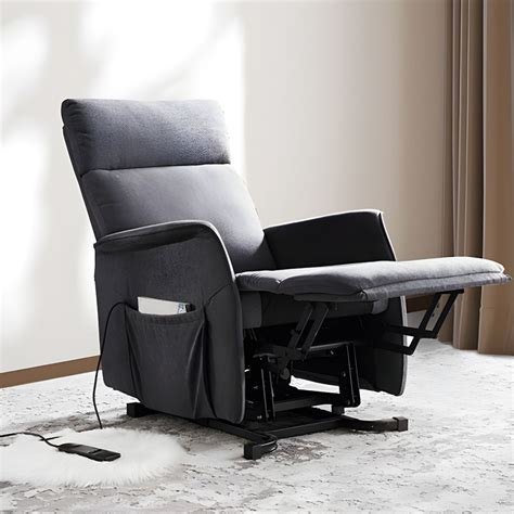Velvet Gray Recliner Power-Remote Recliner Chair with Lift Assist ...