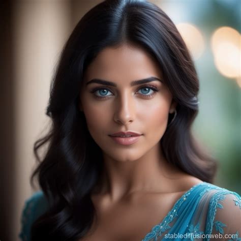Black Haired, Blue-Eyed Latina Woman | Stable Diffusion Online