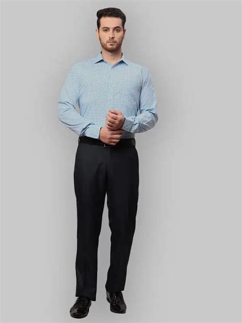 Men Blue Smart Fit Solid Polyester Blend Trouser – MyRaymond