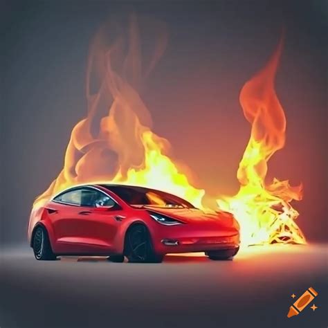 Image of a burning tesla car on Craiyon