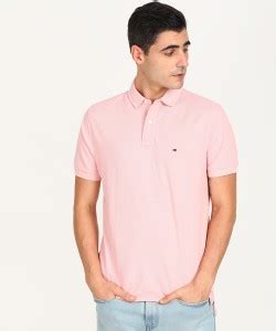 TOMMY HILFIGER Solid Men Polo Neck Pink T-Shirt - Buy TOMMY HILFIGER ...