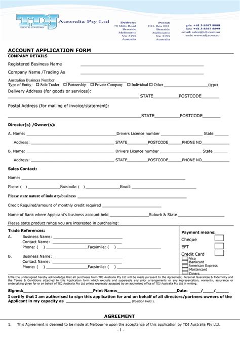Image result for Credit Application Form Template