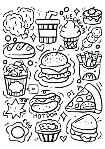 Doodle food illustration | Premium Vector