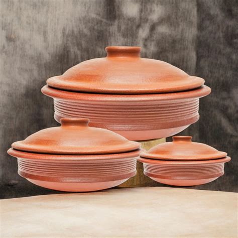 Red Clay Pot Set with Lid (1,2,3 litres) - Shop Now! – Ecocraft India