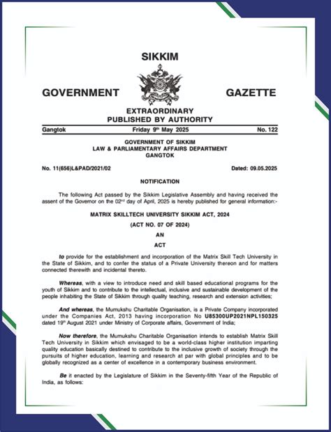 Approvals & Recognitions | Matrix SkillTech University – Accredited ...