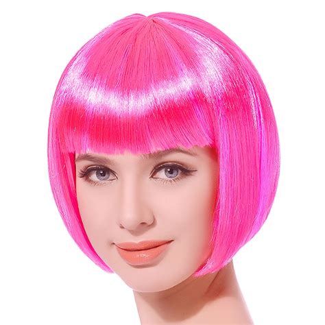 Perruque Carré Court Rose Fluo