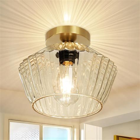 FRIDEKO HOME Semi Flush Mount Ceiling Light - Glass Hallway Lighting ...
