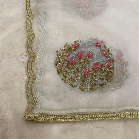 Organza Hand Embroidered Dupatta
