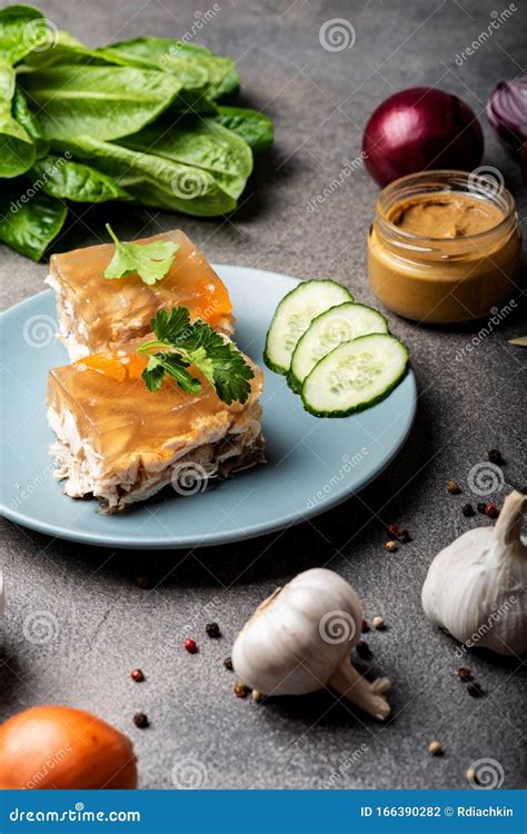 Meat and jelly stock photo. Image of jelly, ready, vegetable - 166390282