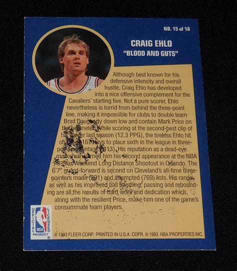 CRAIG EHLO 1993 FLEER "SHARP SHOOTER" AUTOGRAPHED BASKETBALL CARD ...