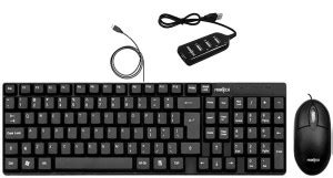 Frontech KB-0005 Wired USB Keyboard & Mouse and FT-0821 4 Port USB Hub ...