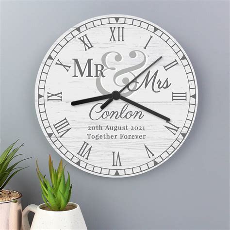Personalised Mr And Mrs Wooden Clock Gift By Uniqueful