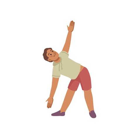 Garçon faisant des exercices d'étirement activités sportives | Vecteur ...