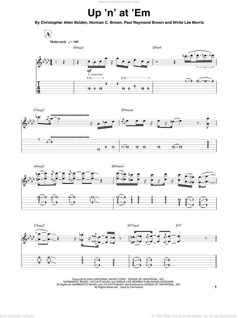 Up 'N' At 'Em sheet music for guitar (tablature, play-along)