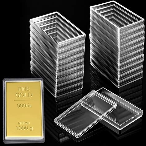 Ctosree 20 Pcs 10 oz Silver Bar Case 10 oz Clear silver Bar Storage Box ...