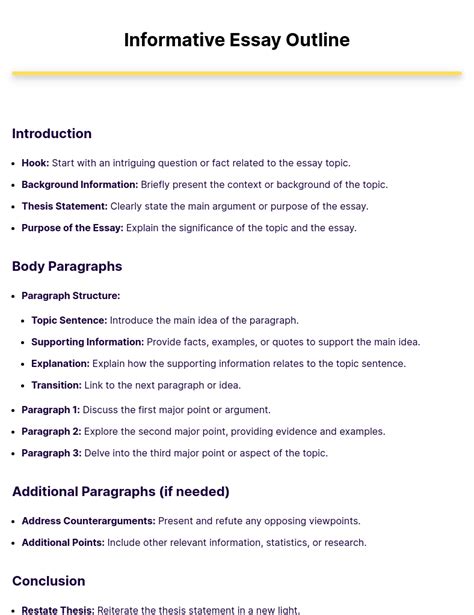 Image result for Informative Essay Outline Example