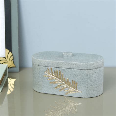 Leaf Design Polyresin Storage Box Organiser (Grey) – Nilkamal Homes