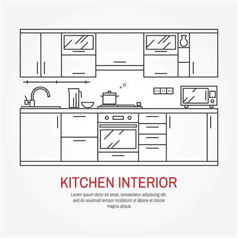 Modern kitchen wall interior | Premium Vector