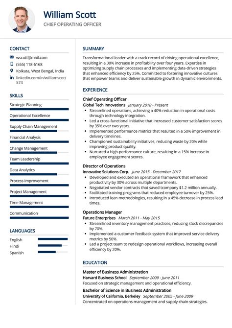 15 Chief Operating Officer Resume Examples in 2025 - ResumeKraft