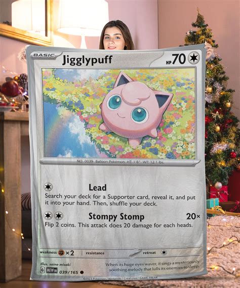 Pokemon Basic Jigglypuff Pokemon Card Blanket - Bipubunny Store