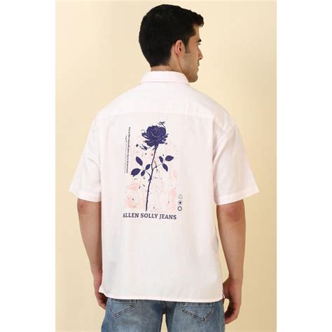 Buy Allen Solly Men Cotton Solid Collar Neck Relaxed Fit Pink Shirt Online