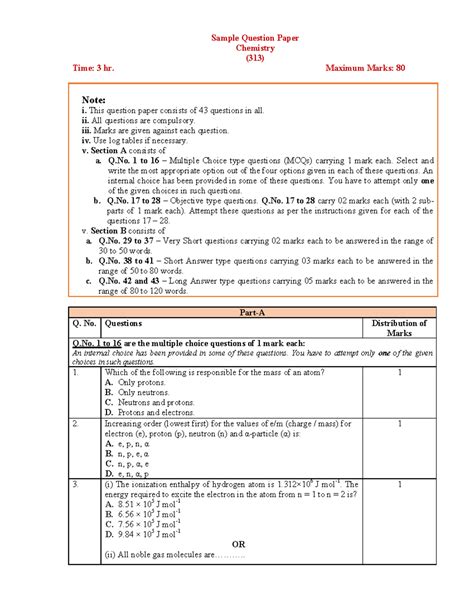 313 - Odjdbdnd - Sample Question Paper Chemistry (313) Time: 3 hr ...