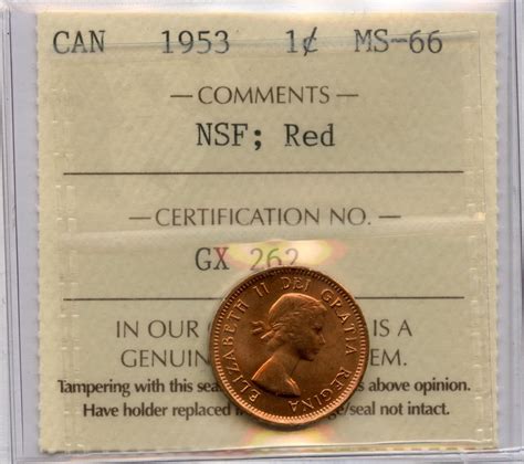 1953 One Cent - NSF - Geoffrey Bell Auctions