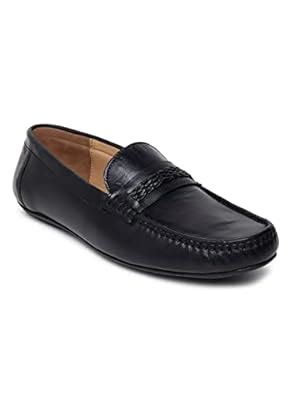 Buy Teakwood Men Solid Genuine Leather Black Loafers_Size 40 at Amazon.in