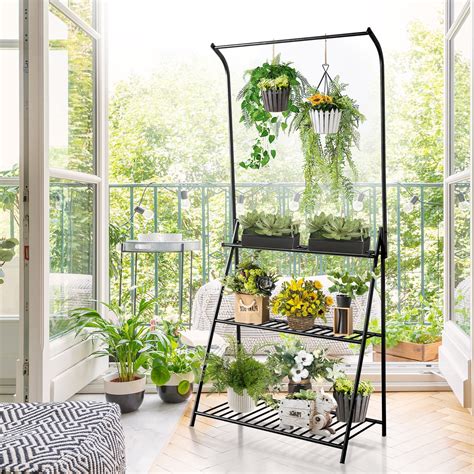 SMkidsport 3-Tier Tall Metal Plant Stand for Indoor and Outdoor India ...