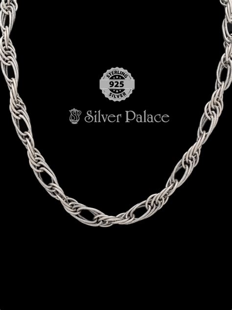925 Oxidized Silver Twist Link Chain For Men - Silver Palace
