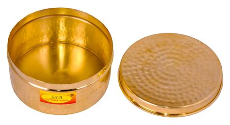 Pure Brass Box | Dry Fruit Box | Laddu Dibba | Dibba | Katordaan, Roun ...