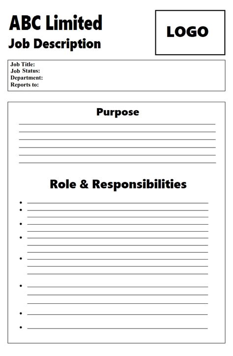 Image result for Job Description Form Template